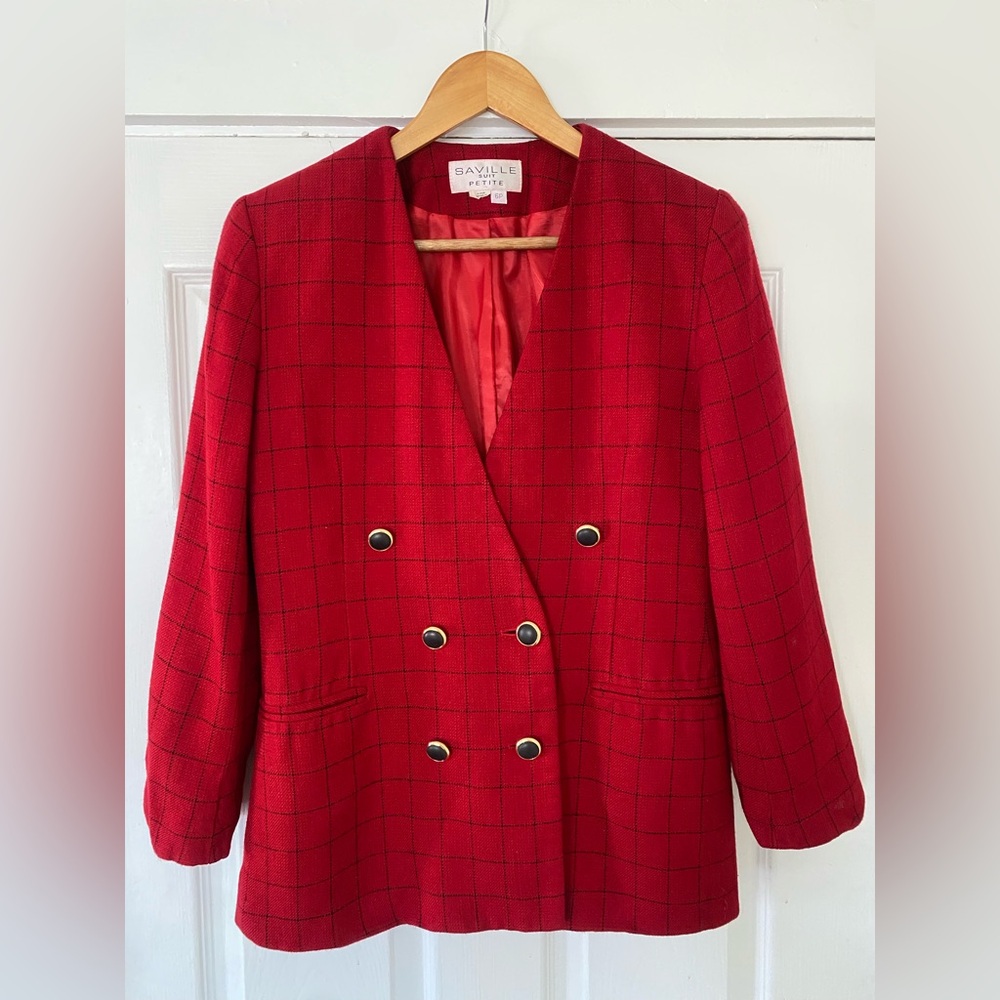Vintage Red Double-Breasted Blazer